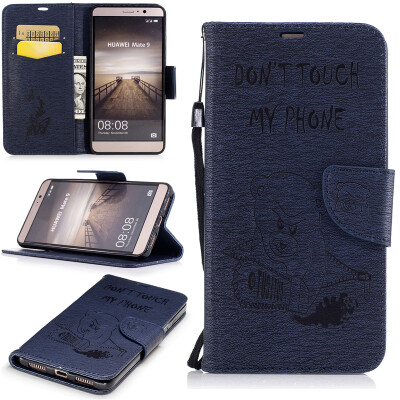 

Deep Blue Bear Style Embossing Classic Flip Cover with Stand Function and Credit Card Slot for Huawei Mate 9