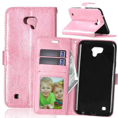 

Pink Style Classic Flip Cover with Stand Function and Credit Card Slot for LG X Cam K580Y