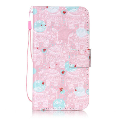 

Pink Elephant Design PU Leather Flip Cover Wallet Card Holder Case for LG K10