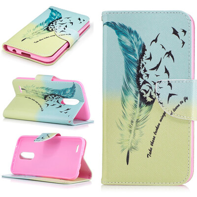 

Feathers&birds Design PU Leather Flip Cover Wallet Card Holder Case for LG K10 2017