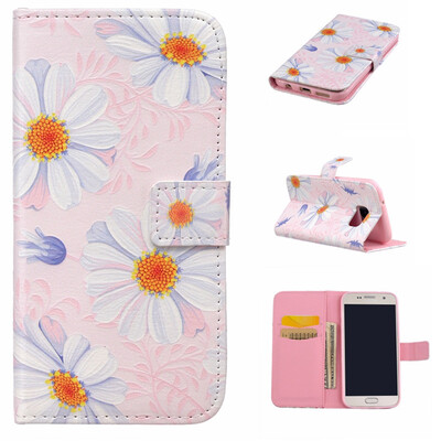 

Pink Flower Design PU Leather Flip Cover Wallet Card Holder Case for SAMSUNG GALAXY S7