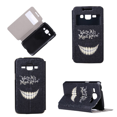 

Smiling Teeth Design PU Leather Flip Cover Wallet Card Holder Case for Samsung Galaxy J1