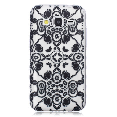 

Black flowers Pattern Soft Thin TPU Rubber Silicone Gel Case Cover for SAMSUNG GALAXY CORE Prime G360