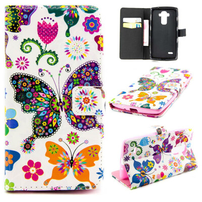 

Colorful Butterfly Design PU Leather Flip Cover Wallet Card Holder Case for LG Stylus LS770