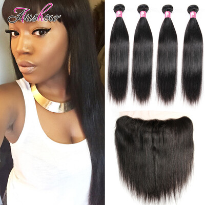

Brazilian Virgin HairStraight Wave With Lace Frontal Closure Ear To Ear Lace Frontal Closure With Bundles Wave Weave Human Hair
