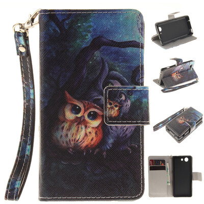 

Oil painting owl Design PU Leather Flip Cover Wallet Card Holder Case for SONY Xperia Z3 CompactZ3 mini