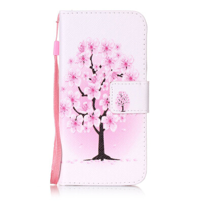 

Peach Blossom Design PU Leather Flip Cover Wallet Card Holder Case for Apple iPhone 7