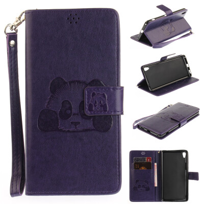 

Purple Panda Style Embossing Classic Flip Cover with Stand Function and Credit Card Slot for SONY Xperia XA Ultra/C6