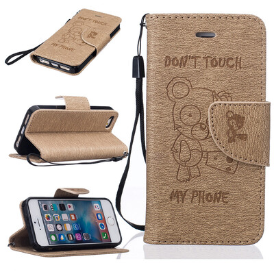 

Golden Bear Embossed PU Leather Wallet Case Classic Flip Cover with Stand Function and Credit Card Slot for IPHONE 5/5S/5SE