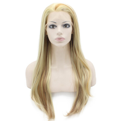 

Long Straight Blonde Auburn Mix Lace Front Synthetic Wig Natural