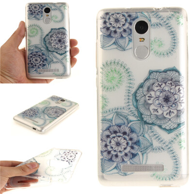 

Blue&green dream flower Pattern Soft Thin TPU Rubber Silicone Gel Case Cover for XiaoMi RedMi Note3