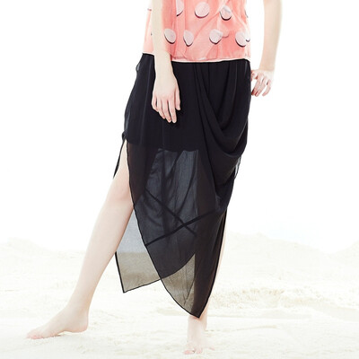 

Wandian dress WANDIAN black net yarn chiffon half skirt perspective long skirt 1162K34010 M