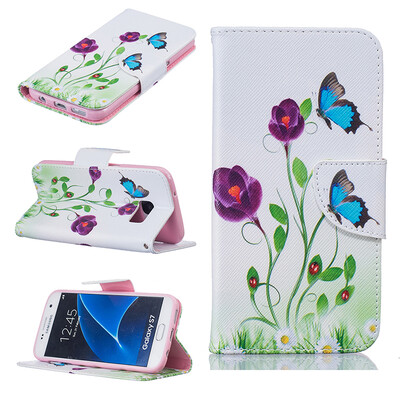

Blue butterfly Design PU Leather Flip Cover Wallet Card Holder Case for SAMSUNG GALAXY S7