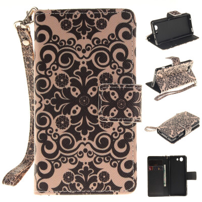 

Palace flower Design PU Leather Flip Cover Wallet Card Holder Case for SONY Xperia Z3 Compact/Z3 mini