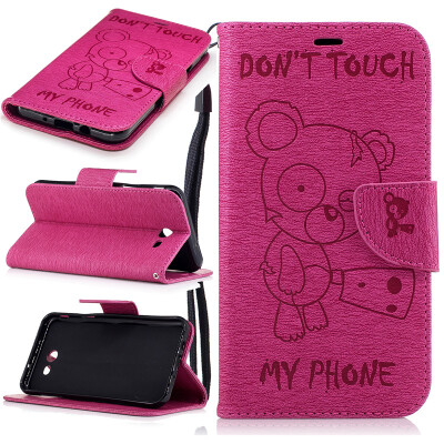 

Rose red Bear Style Embossing Classic Flip Cover with Stand Function and Credit Card Slot for SAMSUNG Galaxy J7 2017/J727P