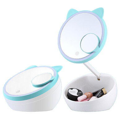 

Jingdong supermarket dry Yue qianyue to send his girlfriend birthday gift Meng pet makeup mirror love wedding gift folding mirror fox models Tiffany blue