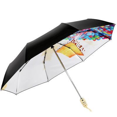 

Jingdong Supermarket] Paradise umbrella (UPF50 +) self-closing self-adhesive black rubber transfer three fold sun umbrella sunny umbrella 31815E beige