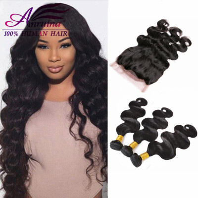 

8A Indian Virgin Hair Body Wave With Closure 360 Lace Frontal With Bundle 3pc Human Hair Bundles With 360 Lace Frontal Closure