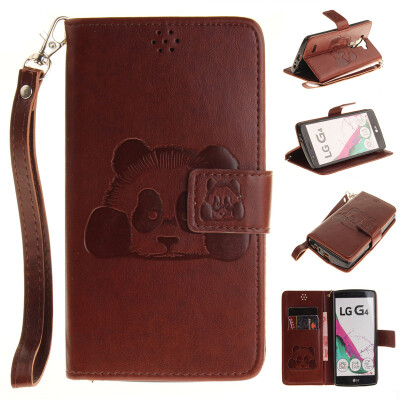 

Brown Panda Style Embossing Classic Flip Cover with Stand Function and Credit Card Slot for LG G4