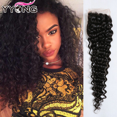 

8A Brazilian Kinky Curly Closure 4X4 Free Middle 3 Part Closure Afro Kinky Curly Virgin Human Hair Lace Closure Bleached Knots