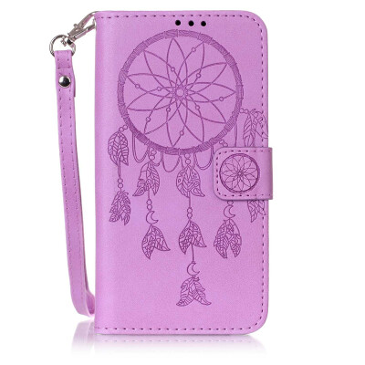 

Purple Wind Chime Design PU Leather Flip Cover Wallet Card Holder Case for LG LS775