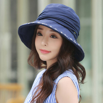 

Jingdong Supermarket] Siggi SI89329 hat female shade hat summer ladies Korean version of the tide embroidery sun sun hat outdoor female big along the cooler pink 57CM