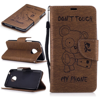 

coffee Bear Style Embossing Classic Flip Cover with Stand Function and Credit Card Slot for Motorola Moto G5