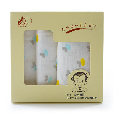 

Bamboo one hundred cotton square double gauze handkerchief saliva towel infant&child children sweat sweetheart printing three boxed