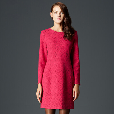 

Marc Rebecca Commons Simple Long Sleeve Lace Dress 55301E Rose Red S Code
