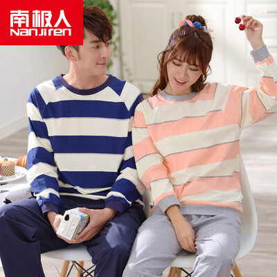 

Antarctic Nanjiren cotton pajamas home service men&women couples pajamas can wear long sleeves sets of cotton leisure home clothing suit men&39s large bar L