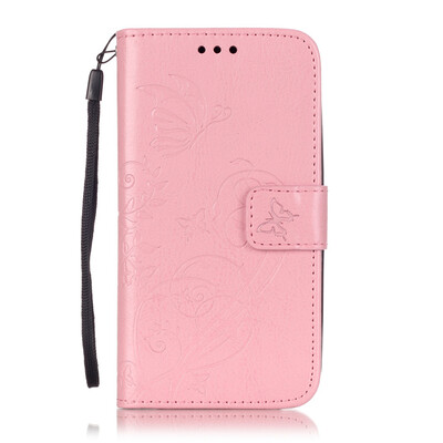 

Pink Flower Design PU Leather Flip Cover Wallet Card Holder Case for MOTO G3
