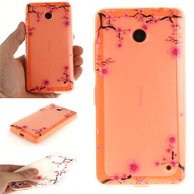 

Up&down plum blossom Pattern Soft Thin TPU Rubber Silicone Gel Case Cover for Nokia Lumia 630