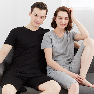 

Small nurse pajamas home service men&women modal cotton summer can wear short-sleeved home service ZST005 loose large version of the classic black  170100