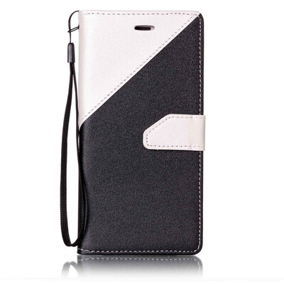 

Black + White Design PU Leather Wallet Case Classic Flip Cover with Stand Function and Credit Card Slot for HUAWEI P9 Lite