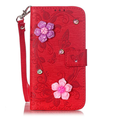 

Red Butterfly Style PU Leather Flip Cover Wallet Card Holder Case for SAMSUNG J5