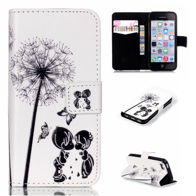 

Children&dandelion Design PU Leather Flip Cover Wallet Card Holder Case for IPHONE 5C