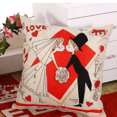 

Green reed cotton&linen cushions pillow office car car waist pillow with core 45x45cm I love you