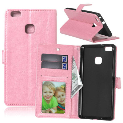 

Pink Style Classic Flip Cover with Stand Function and Credit Card Slot for HUAWEI P9 LITE