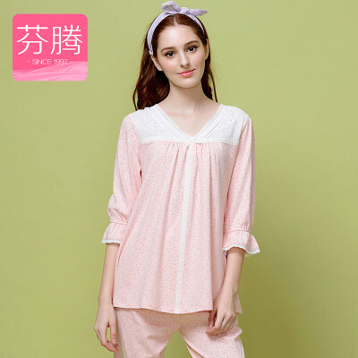 

Feneng Feneng Pajamas Women &39s Broken Flower Sleeve Sleeve Set J9613425 Shrimp