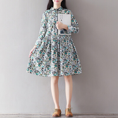 

CITYPLUS Sen Female Literature Fan Fu Gu Sen Women Department loose casual long paragraph dress CWQZ172254 green