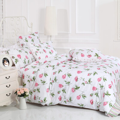 

Dohia bed set of pieces of European style garden cotton four-piece 15-meter bed of the story of the rose rose 200 × 230cm