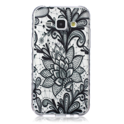 

Black Rose Pattern Мягкий тонкий ТПУ Резиновая крышка силиконовый гель чехол для SAMSUNG Galaxy J1