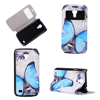 

Blue Butterfly Design PU Leather Flip Cover Wallet Card Holder Case for Samsung Galaxy S4 Mini