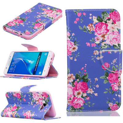 

Purple flowers Design PU Leather Flip Cover Wallet Card Holder Case for SAMSUNG Galaxy J7 2016/J710