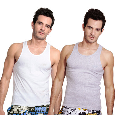 

CARTELO men&39s vest cotton sports men&39s shirt shirt sleeveless sweat solid color 2 pieces of white gray XXL 180105