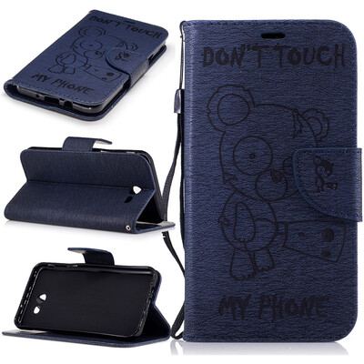 

Dark blue Bear Style Embossing Classic Flip Cover with Stand Function and Credit Card Slot for SAMSUNG Galaxy J7 2017/J727P