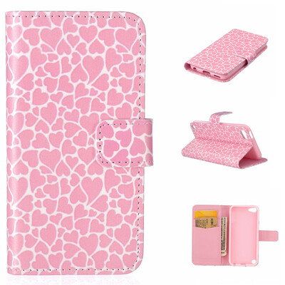 

Lovely Heart Design PU Leather Flip Cover Wallet Card Holder Case for iPad Touch 56