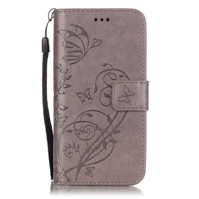 

Gray Flower Design PU Leather Flip Cover Wallet Card Holder Case for IPHONE 7 PLUS