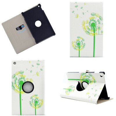 

Green Dandelion Style 360 Rotating Flip Cover with Stand Function&Credit Card Slot for Amazon Kindle Fire HD 8 2016