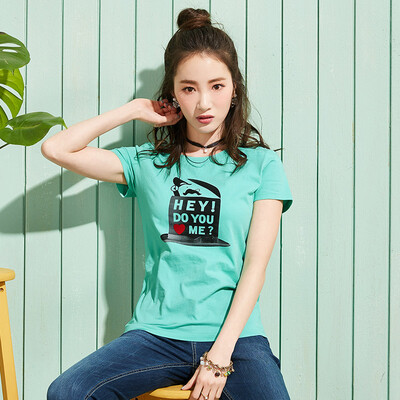 

Semir summer Semen summer Korean round neck T fun printing primer shirt 12216000043 pink green